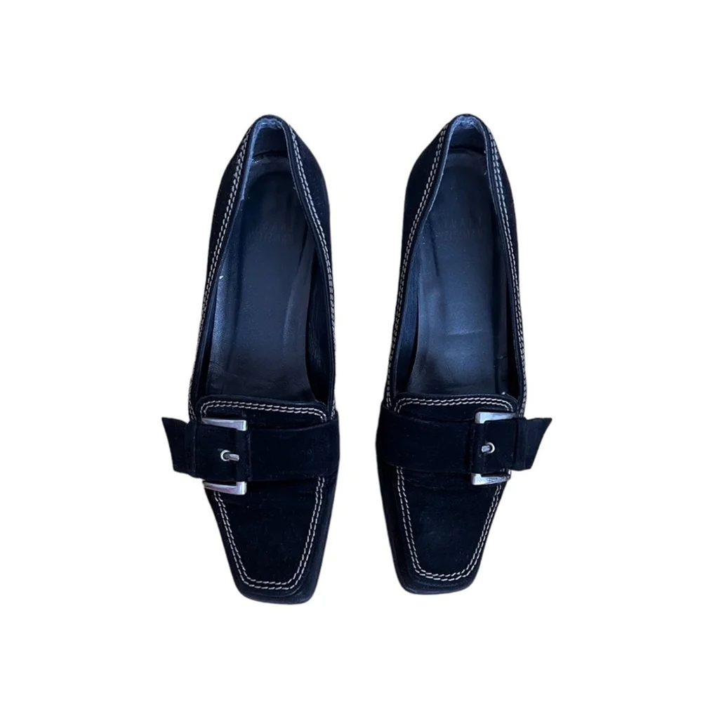 Vintage Stuart Weitzman Suede Square Toe Loafers - Picture 8 of 9